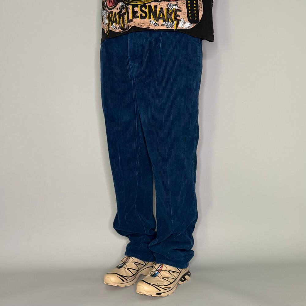 Vintage 90s Calvin Klein Corduroy Pants 36x34 Baggy Fit Blue Pleated Front